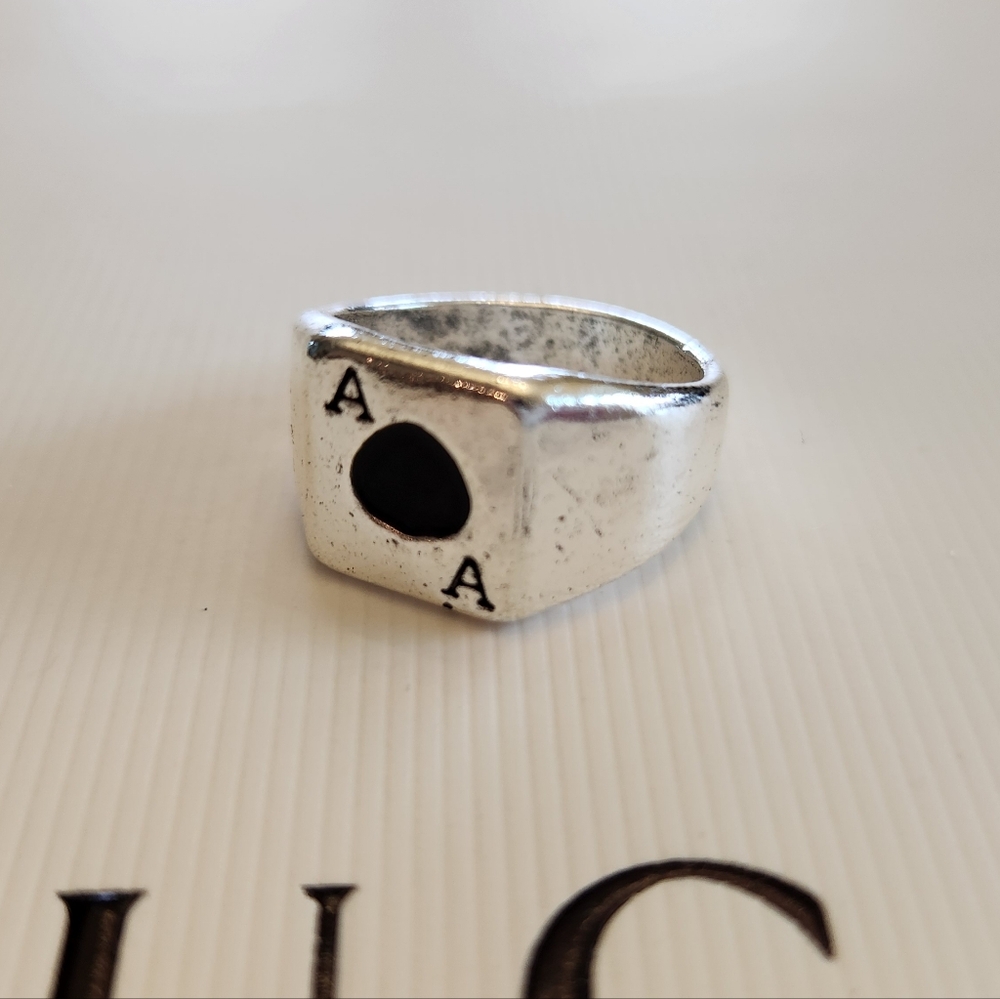 🔷️ Silver Ace Card Signet Ring Size 10 NWT